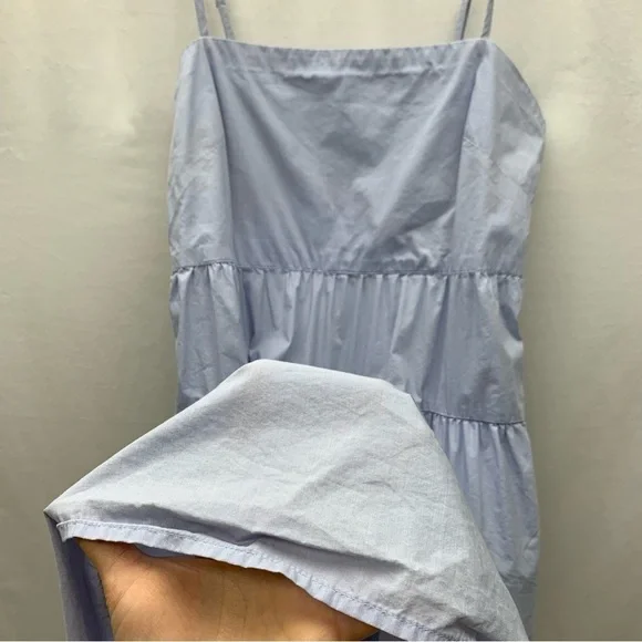 Gap tiered midi dress size 4 cotton blue Summer beach vacation fit and flare - Picture 10 of 14